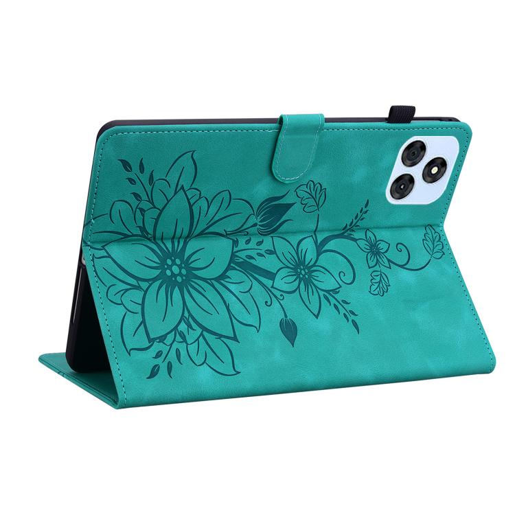 For itel VistaTab 30 Lily Embossed Leather Tablet Case(Green) - Others by PMC TechLife | Online Shopping South Africa | PMC TechLife | Buy Now Pay Later Mobicred