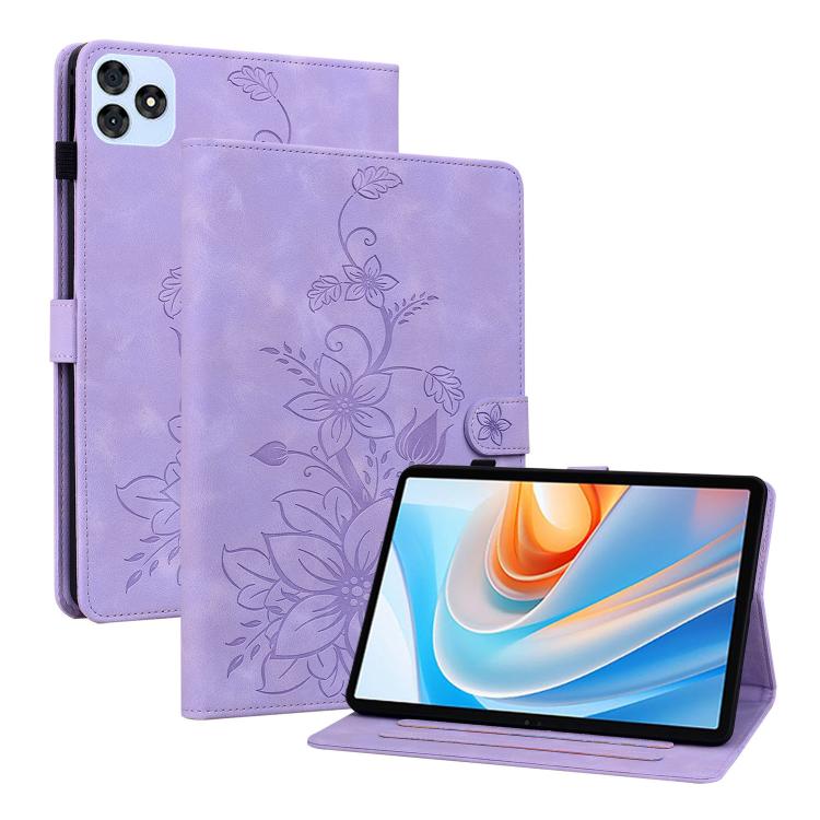 For itel VistaTab 30 Lily Embossed Leather Tablet Case(Purple) - Others by PMC TechLife | Online Shopping South Africa | PMC TechLife | Buy Now Pay Later Mobicred