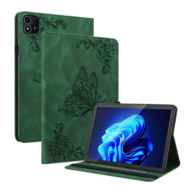 For itel Pad One 10.1 Butterfly Flower Embossed Leather Tablet Case(Green) - Others by PMC TechLife | Online Shopping South Africa | PMC TechLife | Buy Now Pay Later Mobicred