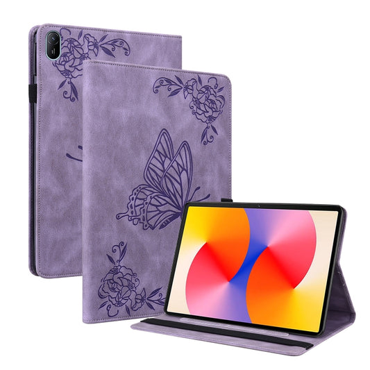 For Huawei MatePad SE 11 2024 Butterfly Flower Embossed Leather Tablet Case(Purple) - Huawei by PMC Jewellery | Online Shopping South Africa | PMC Jewellery | Buy Now Pay Later Mobicred