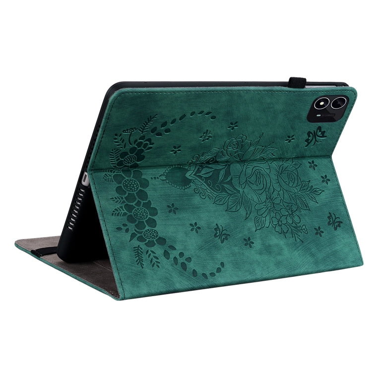 For itel Pad One 10.1 Butterfly Rose Embossed Leather Tablet Case(Green) - Others by PMC TechLife | Online Shopping South Africa | PMC TechLife | Buy Now Pay Later Mobicred