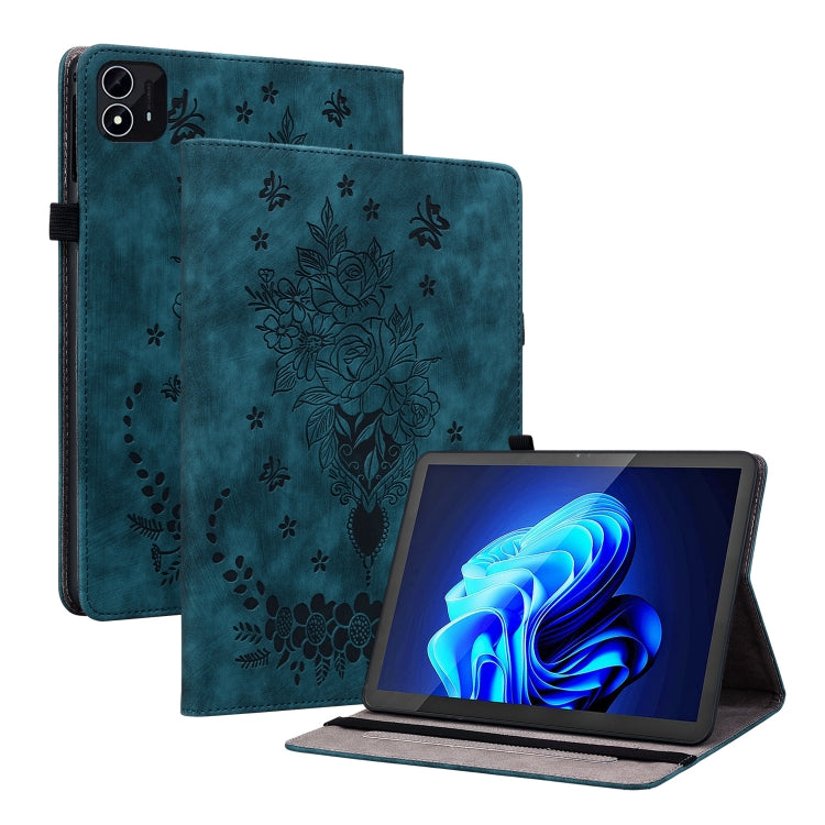 For itel Pad One 10.1 Butterfly Rose Embossed Leather Tablet Case(Dark Blue) - Others by PMC TechLife | Online Shopping South Africa | PMC TechLife | Buy Now Pay Later Mobicred