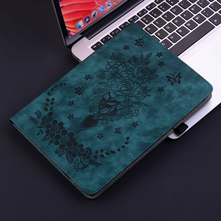 For itel Pad One 10.1 Butterfly Rose Embossed Leather Tablet Case(Dark Blue) - Others by PMC TechLife | Online Shopping South Africa | PMC TechLife | Buy Now Pay Later Mobicred