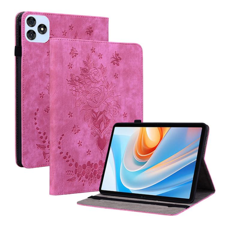 For itel VistaTab 30 Butterfly Rose Embossed Leather Tablet Case(Rose Red) - Others by PMC TechLife | Online Shopping South Africa | PMC TechLife | Buy Now Pay Later Mobicred