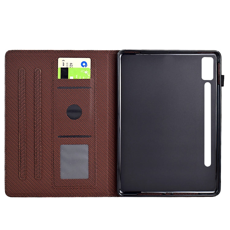 For Lenovo Tab P12 Solid Color Fiber Texture Smart Tablet Leather Case(Brown) - Lenovo by PMC TechLife | Online Shopping South Africa | PMC TechLife | Buy Now Pay Later Mobicred