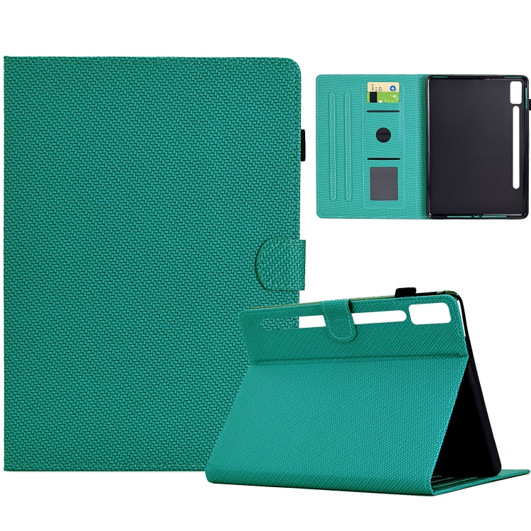 For Lenovo Tab P12 Solid Color Fiber Texture Smart Tablet Leather Case(Lake Green) - Lenovo by PMC TechLife | Online Shopping South Africa | PMC TechLife | Buy Now Pay Later Mobicred