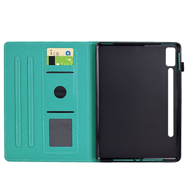 For Lenovo Tab P12 Solid Color Fiber Texture Smart Tablet Leather Case(Lake Green) - Lenovo by PMC TechLife | Online Shopping South Africa | PMC TechLife | Buy Now Pay Later Mobicred