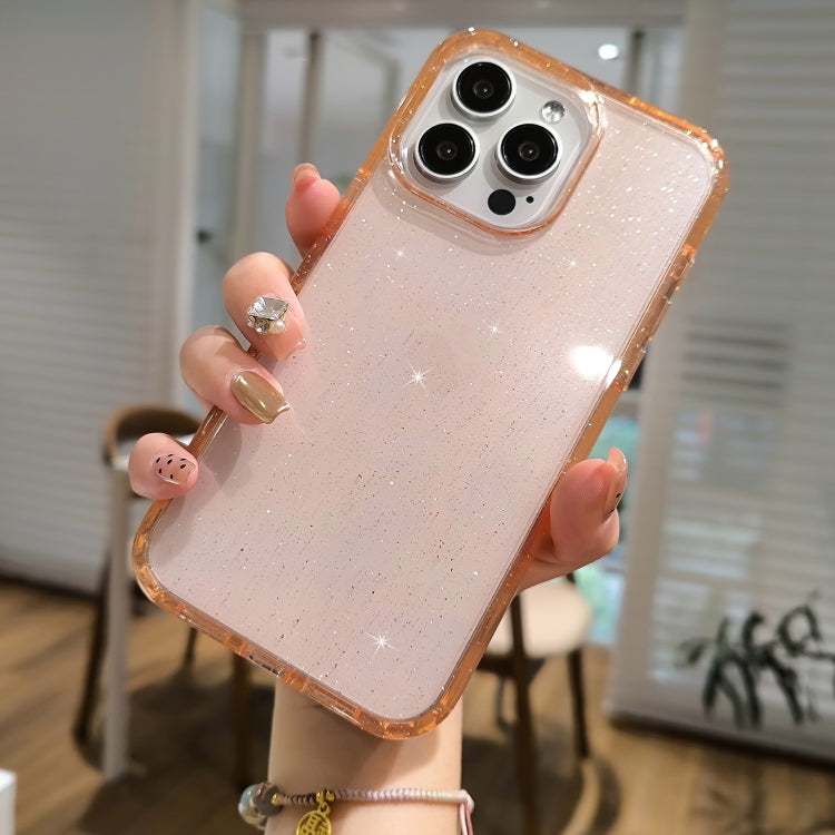 For iPhone 16 Glitter Powder TPU Hybrid PC Phone Case(Orange) - iPhone 16 Cases by PMC TechLife | Online Shopping South Africa | PMC TechLife | Buy Now Pay Later Mobicred
