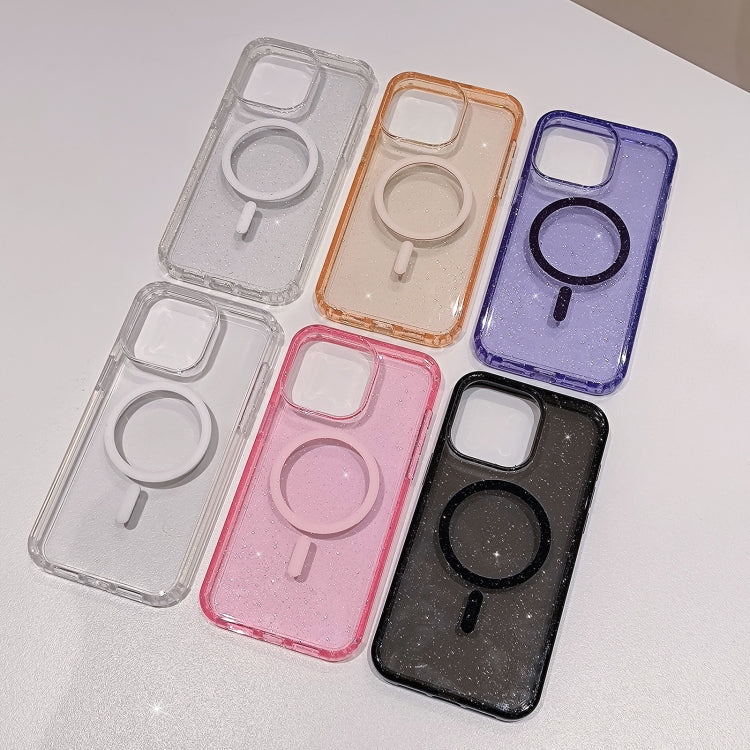 For iPhone 16 Plus Glitter Powder TPU Hybrid PC MagSafe Phone Case(Transparent) - free shipping - PMC Jewellery - Order now!