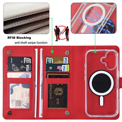 For iPhone 16 Plus ViLi GHA-C Series RFID MagSafe Magnetic Flip Leather Phone Case(Red) - iPhone 16 Plus Cases by ViLi | Online Shopping South Africa | PMC Jewellery | Buy Now Pay Later Mobicred