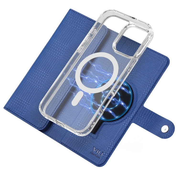 For iPhone 16 ViLi GHB-C Series RFID MagSafe Magnetic Flip Leather Phone Case(Blue) - iPhone 16 Cases by ViLi | Online Shopping South Africa | PMC Jewellery | Buy Now Pay Later Mobicred