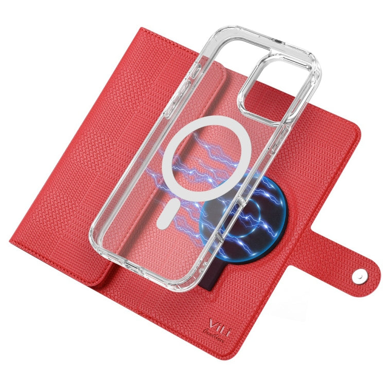 For iPhone 16 Pro ViLi GHB-C Series RFID MagSafe Magnetic Flip Leather Phone Case(Red) - iPhone 16 Pro Cases by ViLi | Online Shopping South Africa | PMC TechLife | Buy Now Pay Later Mobicred