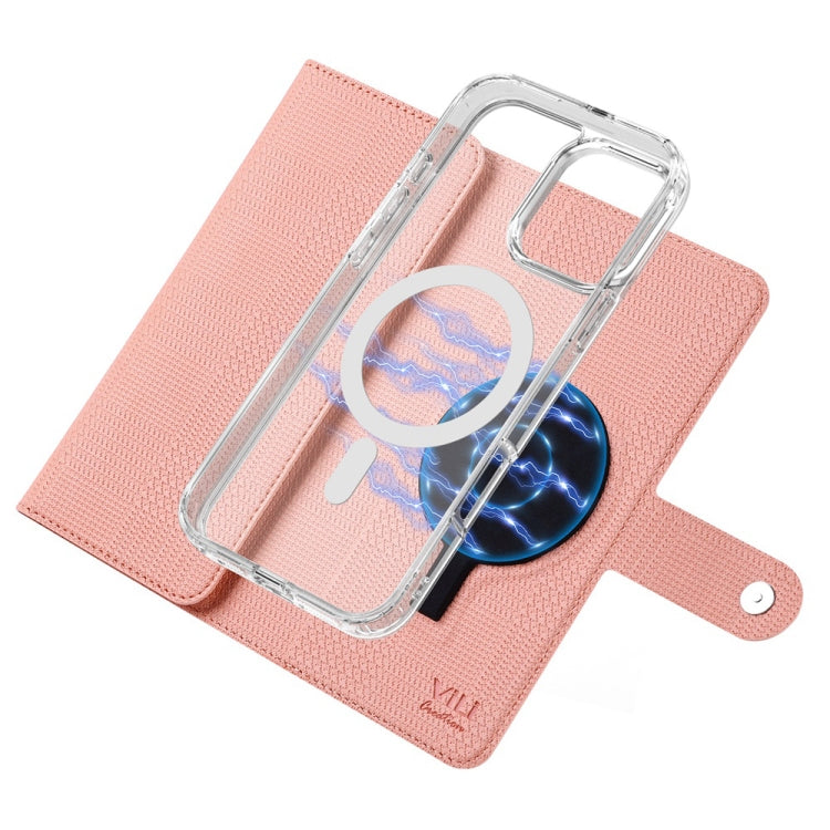 For iPhone 15 Pro ViLi GHB-C Series RFID MagSafe Magnetic Flip Leather Phone Case(Pink) - iPhone 15 Pro Cases by ViLi | Online Shopping South Africa | PMC Jewellery | Buy Now Pay Later Mobicred