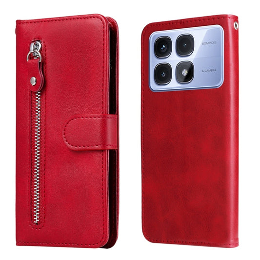 For Redmi K70 Ultra Fashion Calf Texture Zipper Leather Phone Case(Red) - Xiaomi Cases by PMC Jewellery | Online Shopping South Africa | PMC Jewellery | Buy Now Pay Later Mobicred