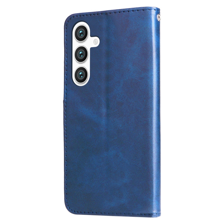 For Samsung Galaxy S25 5G Fashion Calf Texture Zipper Leather Phone Case(Blue) - Galaxy S25 5G Cases by PMC Jewellery | Online Shopping South Africa | PMC Jewellery | Buy Now Pay Later Mobicred