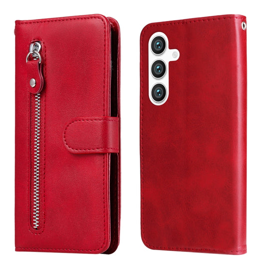 For Samsung Galaxy S25+ 5G Fashion Calf Texture Zipper Leather Phone Case(Red) - Galaxy S25+ 5G Cases by PMC Jewellery | Online Shopping South Africa | PMC Jewellery | Buy Now Pay Later Mobicred