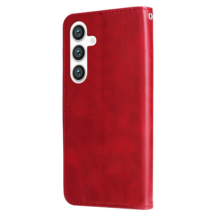 For Samsung Galaxy S25+ 5G Fashion Calf Texture Zipper Leather Phone Case(Red) - Galaxy S25+ 5G Cases by PMC Jewellery | Online Shopping South Africa | PMC Jewellery | Buy Now Pay Later Mobicred