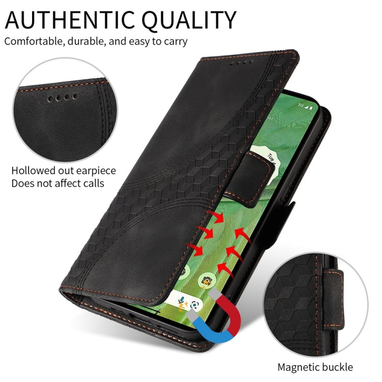 For Samsung Galaxy S25 5G Embossed Rhombus Starry Leather Phone Case(Black) - Galaxy S25 5G Cases by PMC TechLife | Online Shopping South Africa | PMC TechLife | Buy Now Pay Later Mobicred