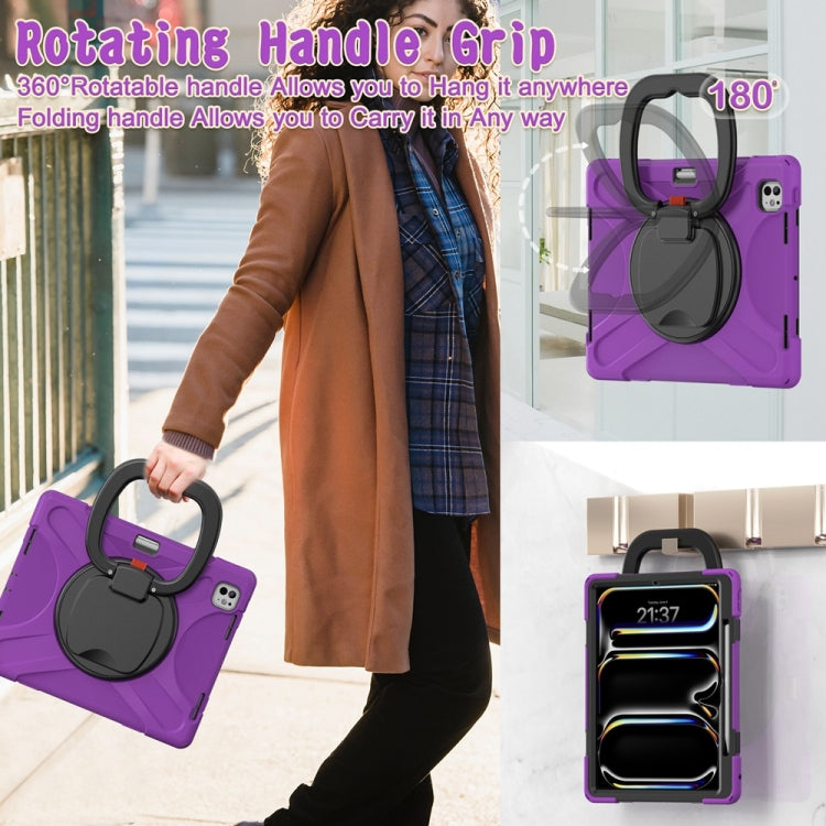 For iPad Pro 13 2024 Silicone Hybrid PC Tablet Case with Holder & Shoulder Strap(Purple) - iPad Pro 13 2024 Cases by PMC Jewellery | Online Shopping South Africa | PMC Jewellery | Buy Now Pay Later Mobicred