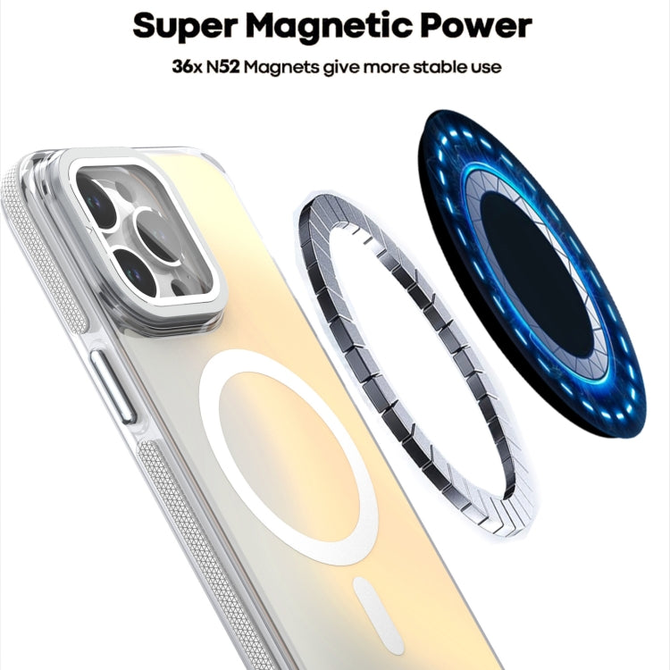 For iPhone 16 Pro Max MagSafe Gradient Color Lens Film Phone Case with Lens Fold Holder(Orange) - iPhone 16 Pro Max Cases by PMC TechLife | Online Shopping South Africa | PMC TechLife | Buy Now Pay Later Mobicred