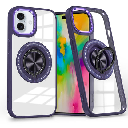 For iPhone 16 Magnetic Rotating Ring Holder Phone Case(Dark Purple) - iPhone 16 Cases by PMC Jewellery | Online Shopping South Africa | PMC Jewellery | Buy Now Pay Later Mobicred