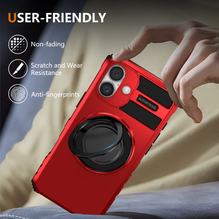 For iPhone 16 Rotating Magnetic Holder Phone Case(Red) - iPhone 16 Cases by PMC Jewellery | Online Shopping South Africa | PMC Jewellery | Buy Now Pay Later Mobicred