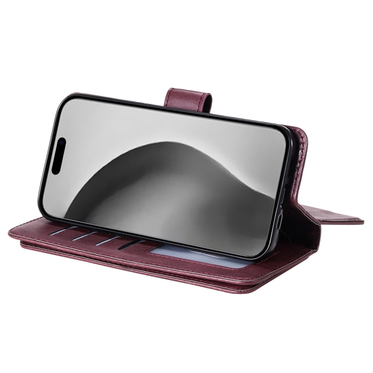 For iPhone 16 Pro Max Multi-Function Wallet 10 Card Slots Leather Phone Case(Claret) - iPhone 16 Pro Max Cases by PMC TechLife | Online Shopping South Africa | PMC TechLife | Buy Now Pay Later Mobicred