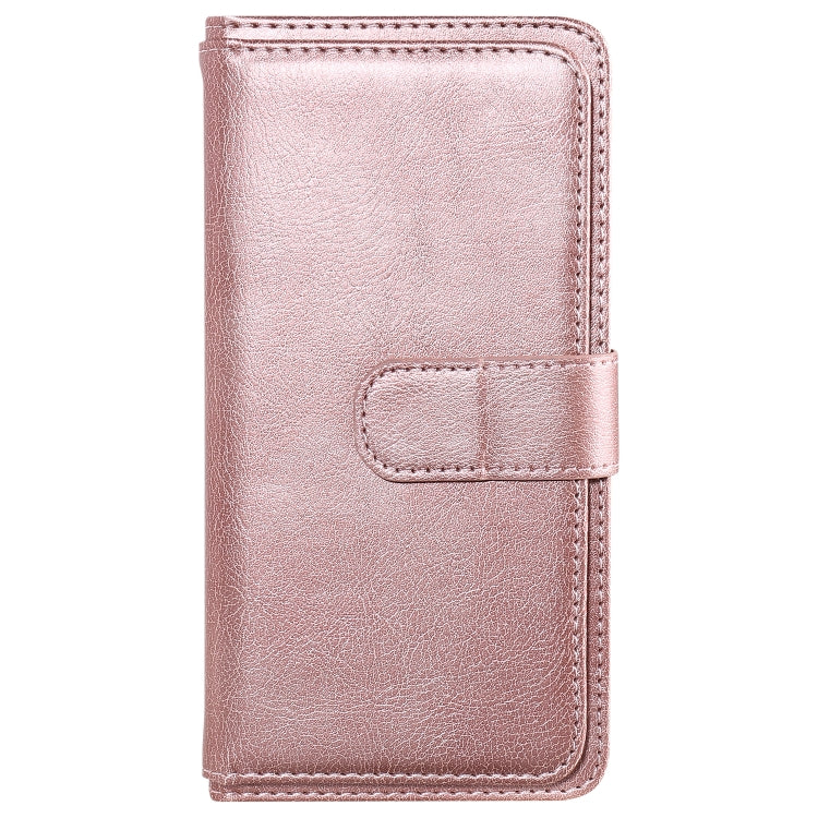 For iPhone 16e Multi-Function Wallet 10 Card Slots Leather Phone Case(Rose Gold) - iPhone 16e Cases by PMC TechLife | Online Shopping South Africa | PMC TechLife | Buy Now Pay Later Mobicred