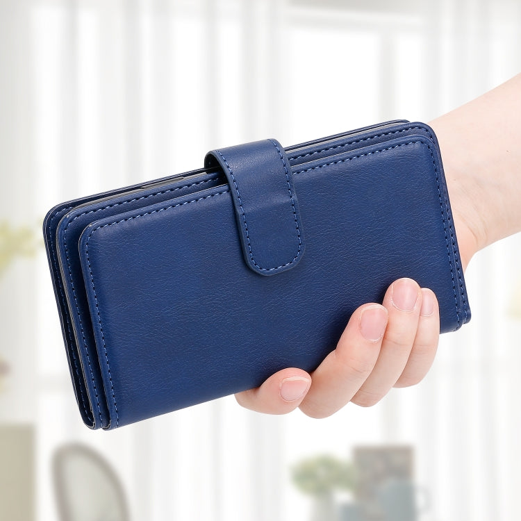 For Samsung Galaxy S25 / S24 5G Multi-Function Wallet 10 Card Slots Leather Phone Case(Dark Blue) - Galaxy S25 5G Cases by PMC Jewellery | Online Shopping South Africa | PMC Jewellery | Buy Now Pay Later Mobicred