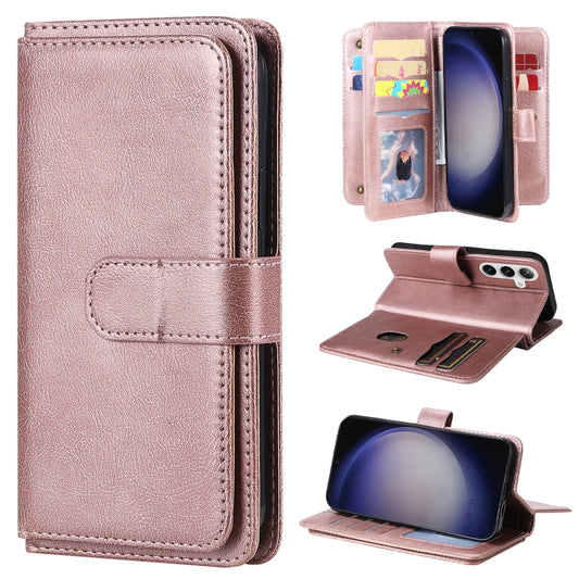 For Samsung Galaxy S25 / S24 5G Multi-Function Wallet 10 Card Slots Leather Phone Case(Rose Gold) - Galaxy S25 5G Cases by PMC Jewellery | Online Shopping South Africa | PMC Jewellery | Buy Now Pay Later Mobicred