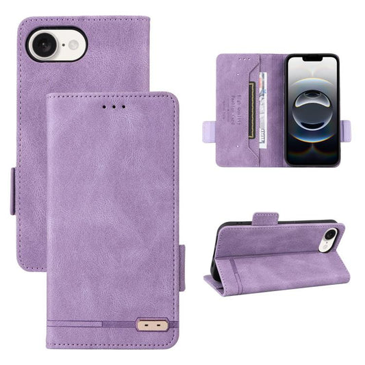 For iPhone 16e Magnetic Clasp Leather Phone Case(Purple) - iPhone 16e Cases by PMC Jewellery | Online Shopping South Africa | PMC Jewellery | Buy Now Pay Later Mobicred