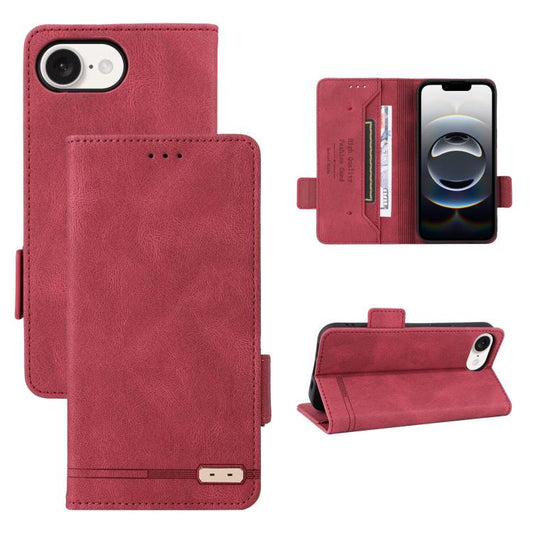 For iPhone 16e Magnetic Clasp Leather Phone Case(Red) - iPhone 16e Cases by PMC Jewellery | Online Shopping South Africa | PMC Jewellery | Buy Now Pay Later Mobicred