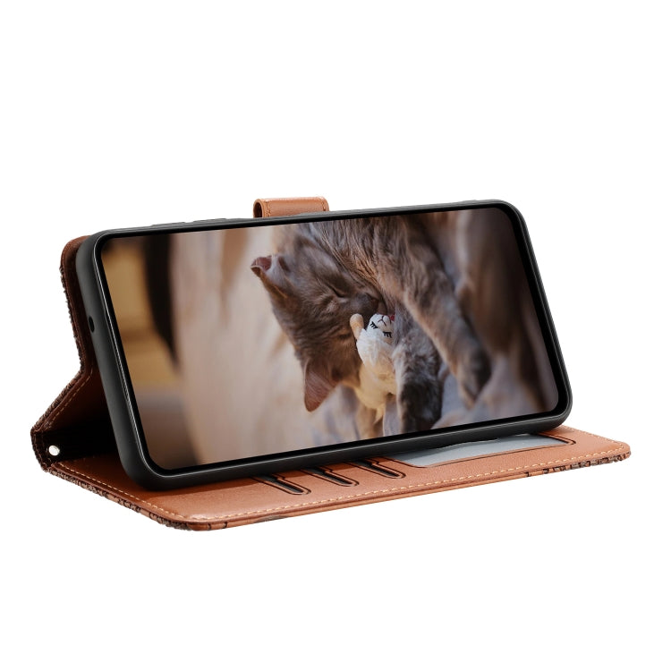 For Samsung Galaxy S25 5G Cat Embossing Pattern Leather Phone Case with Lanyard(Brown) - free shipping - PMC Jewellery - Order now!
