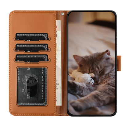 For Samsung Galaxy S25 Ultra 5G Cat Embossing Pattern Leather Phone Case with Lanyard(Brown) - Galaxy S25 Ultra 5G Cases by PMC Jewellery | Online Shopping South Africa | PMC Jewellery | Buy Now Pay Later Mobicred