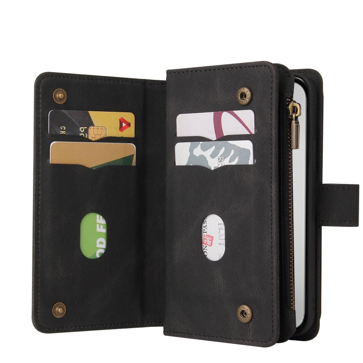 For iPhone 16 Pro Max Skin Feel Multi Card Slots Zipper Wallet Leather Phone Case(Black) - iPhone 16 Pro Max Cases by PMC TechLife | Online Shopping South Africa | PMC TechLife | Buy Now Pay Later Mobicred