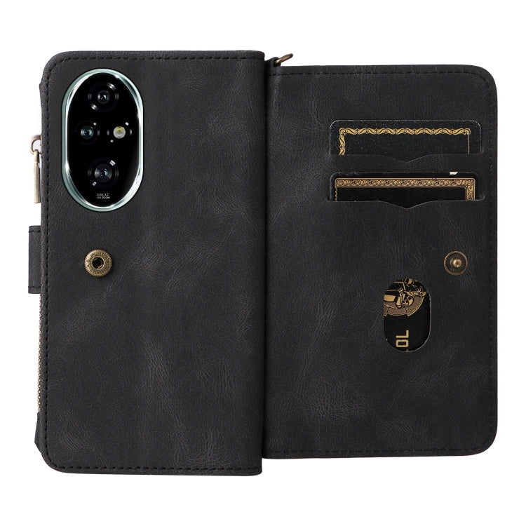 For Honor 200 Pro Skin Feel Multi Card Slots Zipper Wallet Leather Phone Case(Black) - Honor Cases by PMC TechLife | Online Shopping South Africa | PMC TechLife | Buy Now Pay Later Mobicred