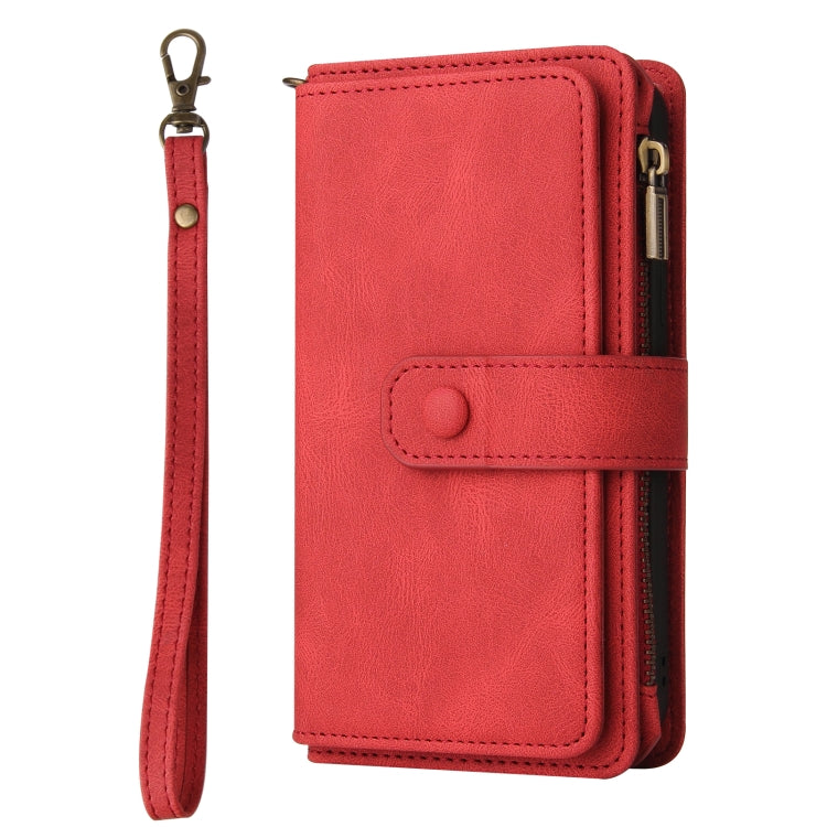 For Honor X6b Skin Feel Multi Card Slots Zipper Wallet Leather Phone Case(Red) - Honor Cases by PMC TechLife | Online Shopping South Africa | PMC TechLife | Buy Now Pay Later Mobicred