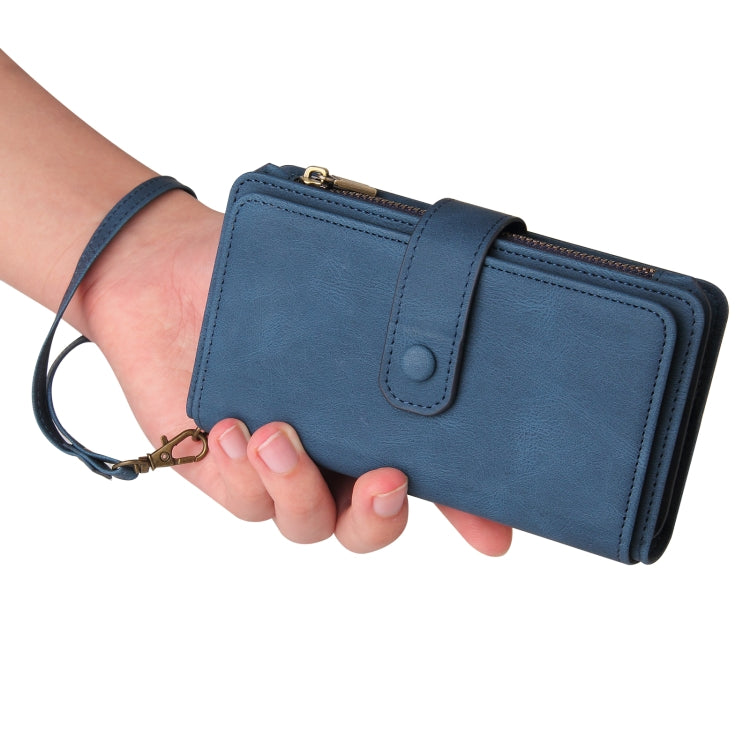 For Honor X6b Skin Feel Multi Card Slots Zipper Wallet Leather Phone Case(Blue) - Honor Cases by PMC TechLife | Online Shopping South Africa | PMC TechLife | Buy Now Pay Later Mobicred