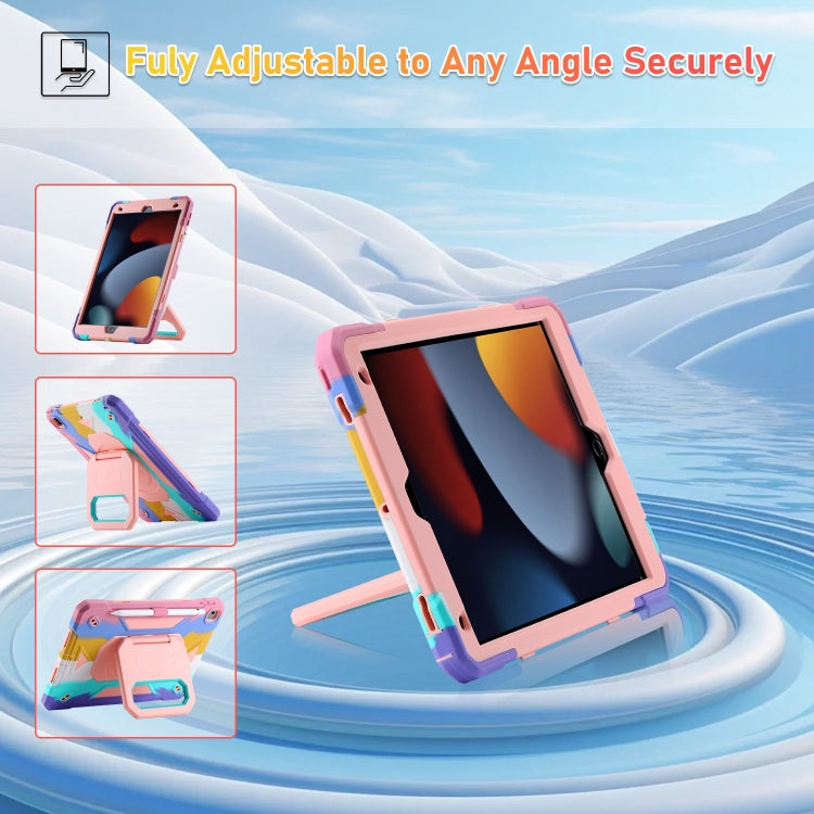 For iPad 10.2 2021 / 2020 / 2019 Legend Grip Holder Silicone Hybrid PC Tablet Case with Strap(Rainbow) - iPad 10.2 Cases by PMC Jewellery | Online Shopping South Africa | PMC Jewellery | Buy Now Pay Later Mobicred