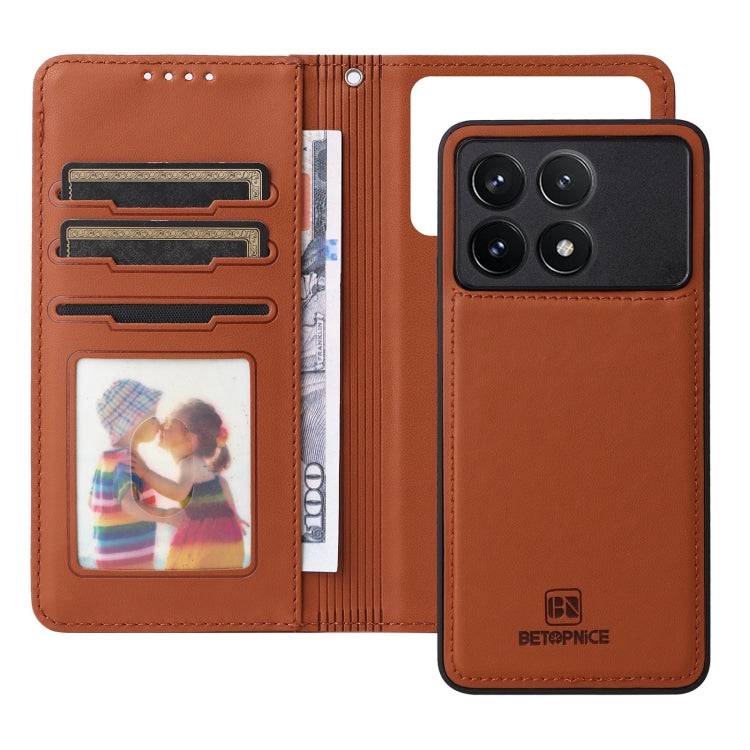 For Redmi K70 / K70 Pro BETOPNICE BN-005 2 in 1 Detachable Imitate Genuine Leather Phone Case(Brown) - K70 Pro Cases by BETOPNICE | Online Shopping South Africa | PMC Jewellery | Buy Now Pay Later Mobicred