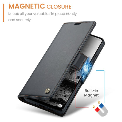 For Redmi 13 CaseMe 023 Butterfly Buckle Litchi Texture RFID Anti-theft Leather Phone Case(Black) - Redmi 13 Cases by CaseMe | Online Shopping South Africa | PMC Jewellery | Buy Now Pay Later Mobicred