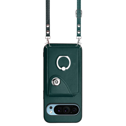 For Google Pixel 9 Pro XL Organ Card Bag Ring Holder Phone Case with Long Lanyard(Green) - Google Cases by PMC Jewellery | Online Shopping South Africa | PMC Jewellery | Buy Now Pay Later Mobicred