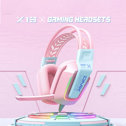 ONIKUMA X13 RGB Colorful Lighting Wired Gaming Headset with Microphone, Length:2.2m(Pink) - Multimedia Headset by ONIKUMA | Online Shopping South Africa | PMC Jewellery | Buy Now Pay Later Mobicred