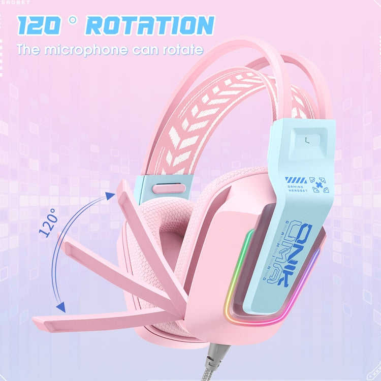 ONIKUMA X13 RGB Colorful Lighting Wired Gaming Headset with Microphone, Length:2.2m(Pink) - Multimedia Headset by ONIKUMA | Online Shopping South Africa | PMC Jewellery | Buy Now Pay Later Mobicred