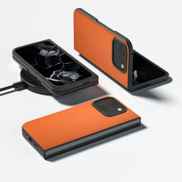 For Google Pixel 9 Pro Fold PU Leather Black Frame Full Coverage Phone Case(Orange) - Google Cases by PMC TechLife | Online Shopping South Africa | PMC TechLife | Buy Now Pay Later Mobicred