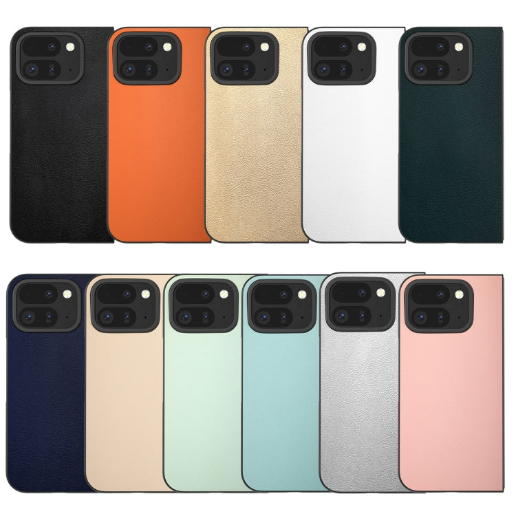 For Google Pixel 9 Pro Fold PU Leather Black Frame Full Coverage Phone Case(Peach Pink) - Google Cases by PMC TechLife | Online Shopping South Africa | PMC TechLife | Buy Now Pay Later Mobicred