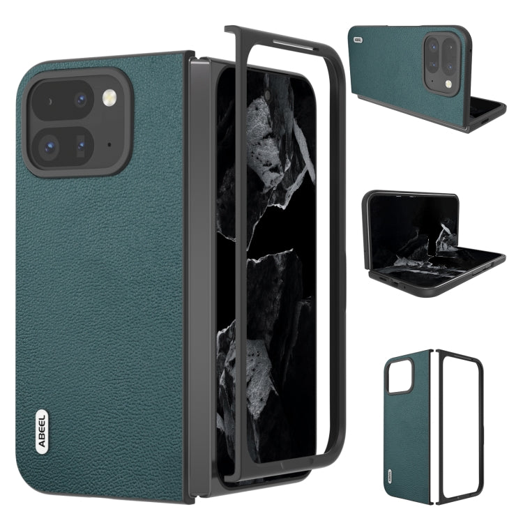 For Google Pixel 9 Pro Fold ABEEL Genuine Leather Luolai Series Phone Case(Dark Green) - Google Cases by PMC Jewellery | Online Shopping South Africa | PMC Jewellery | Buy Now Pay Later Mobicred