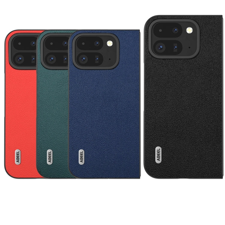 For Google Pixel 9 Pro Fold ABEEL Genuine Leather Luolai Series Phone Case(Dark Green) - Google Cases by PMC TechLife | Online Shopping South Africa | PMC TechLife | Buy Now Pay Later Mobicred