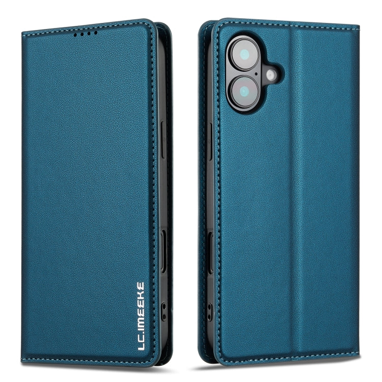 For iPhone 16 Plus LC.IMEEKE L1 Series Frosted Fine Texture PU Phone Case(Blue) - free shipping - PMC Jewellery - Order now!
