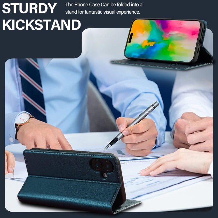 For iPhone 16 Plus LC.IMEEKE L1 Series Frosted Fine Texture PU Phone Case(Blue) - free shipping - PMC Jewellery - Order now!